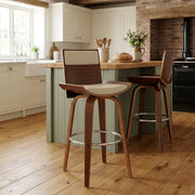 Harper Bar Stool Walnut & Cream