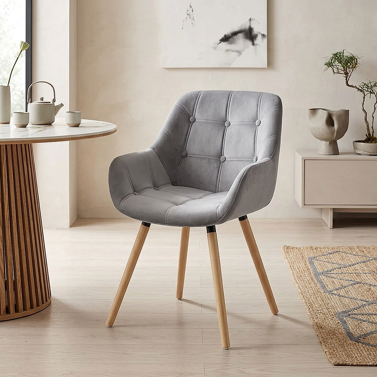 Harris Dining Chair Grey Velvet