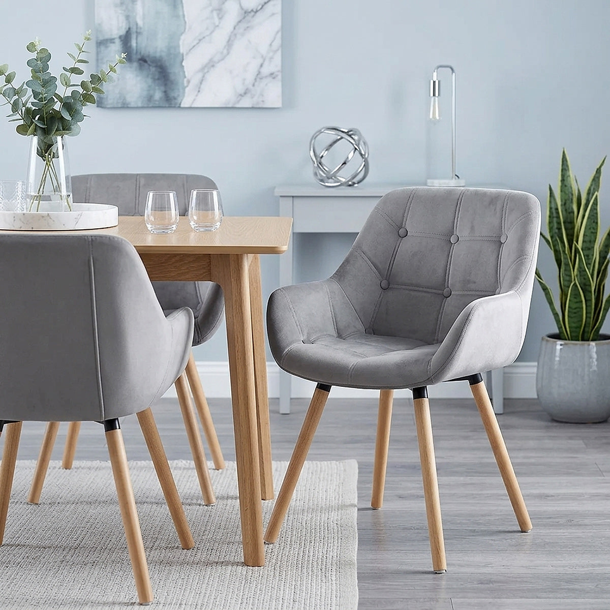 Harris Dining Chair Grey Velvet