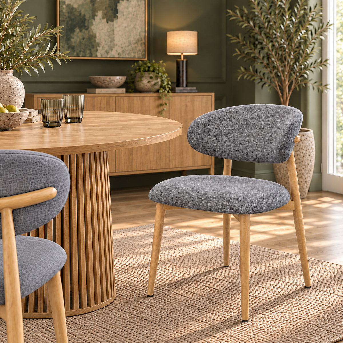 Harrow Oak Dining Chair Grey Fabric