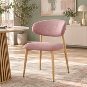 Harrow Oak Dining Chair Pink Fabric