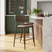Harrow Walnut Bar Stool Brown Fabric