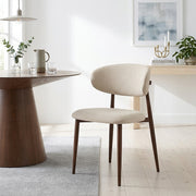 Harrow Walnut Dining Chair Beige Fabric