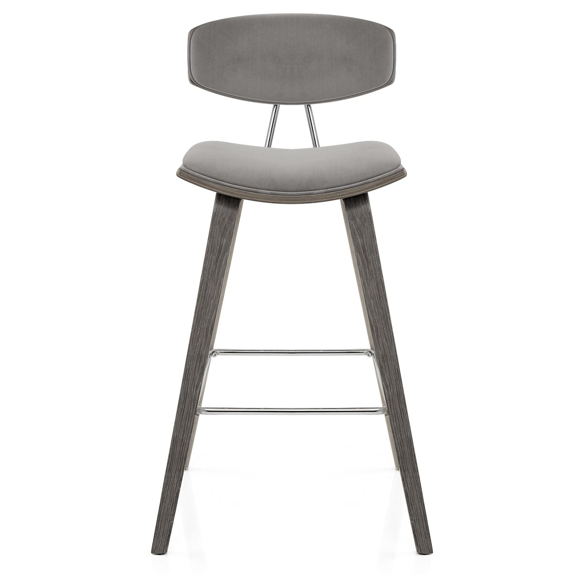 Henley Wooden Stool Grey Velvet