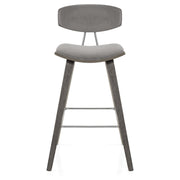 Henley Wooden Stool Grey Velvet