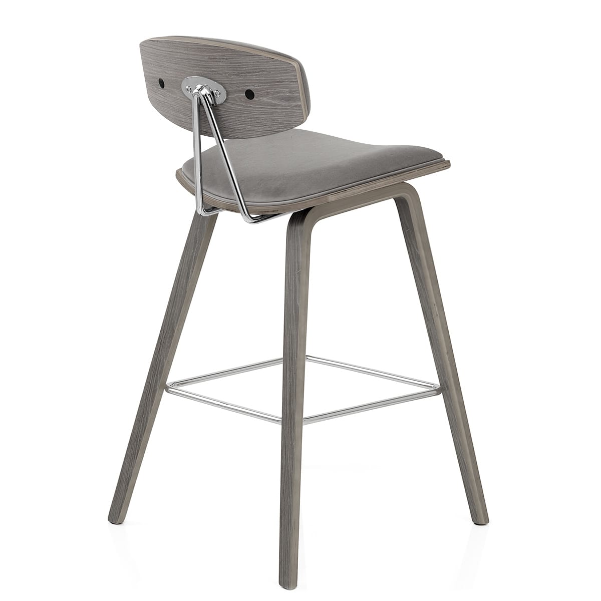 Henley Wooden Stool Grey Velvet