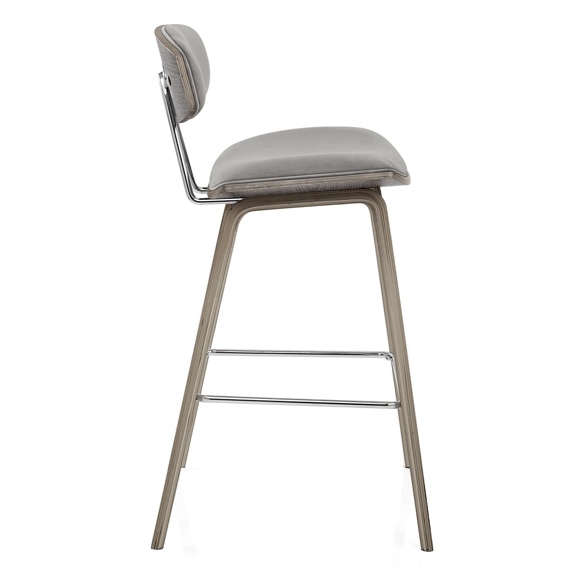 Henley Wooden Stool Grey Velvet