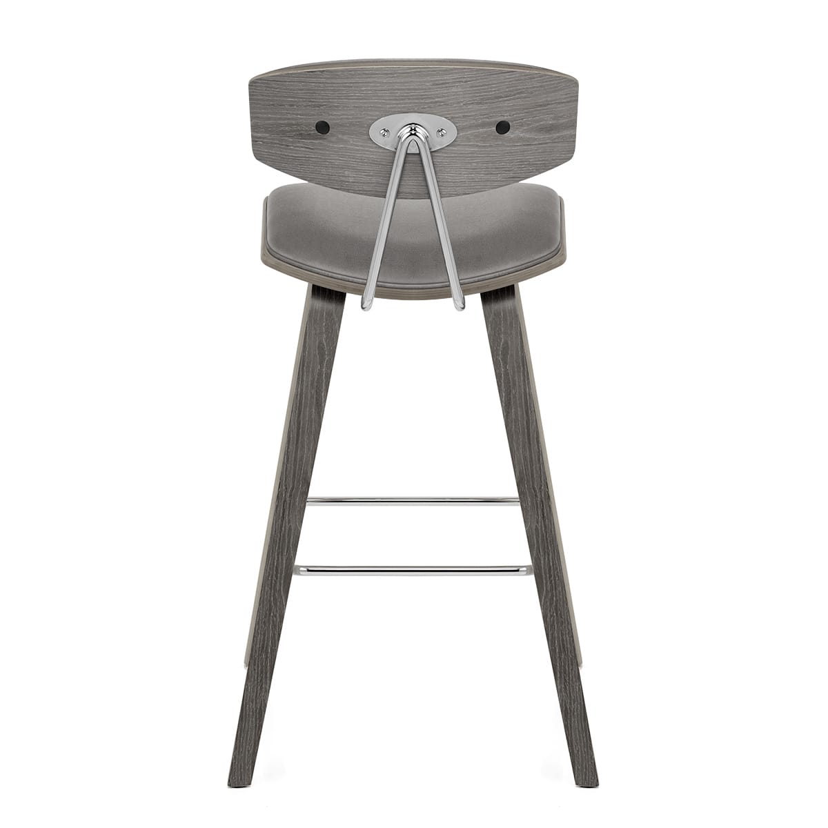 Henley Wooden Stool Grey Velvet