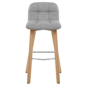 Hex Wooden Stool Grey Fabric