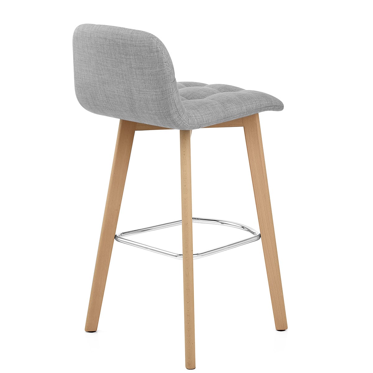 Hex Wooden Stool Grey Fabric