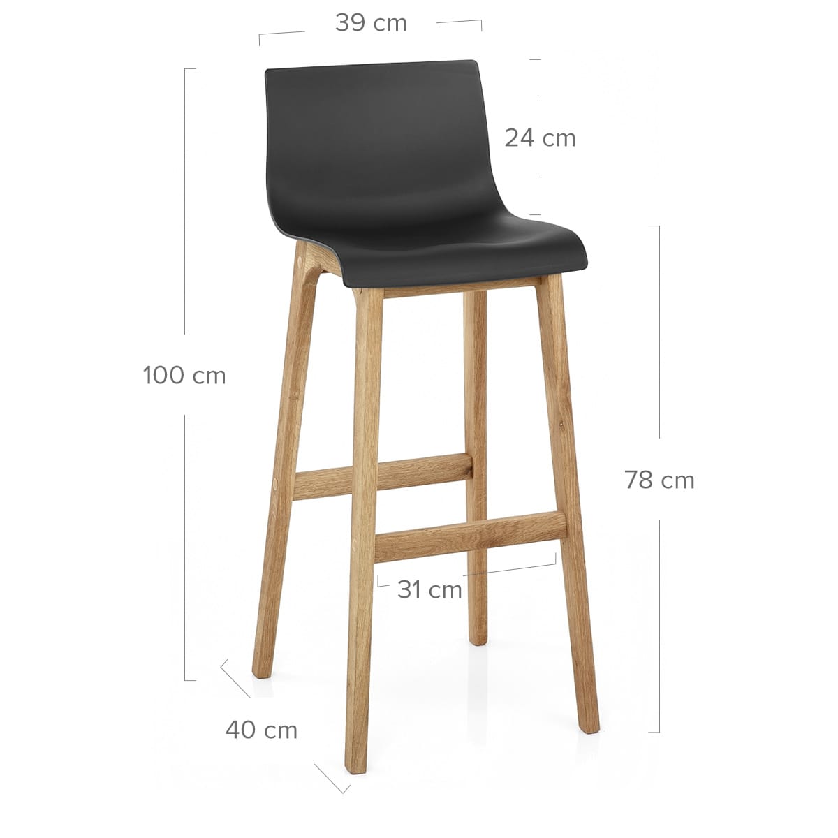 High Drift Oak & Black Bar Stool