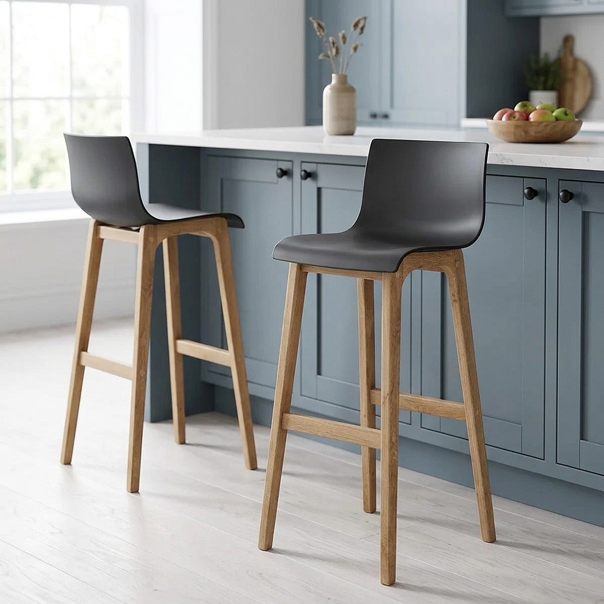 High Drift Oak & Black Bar Stool