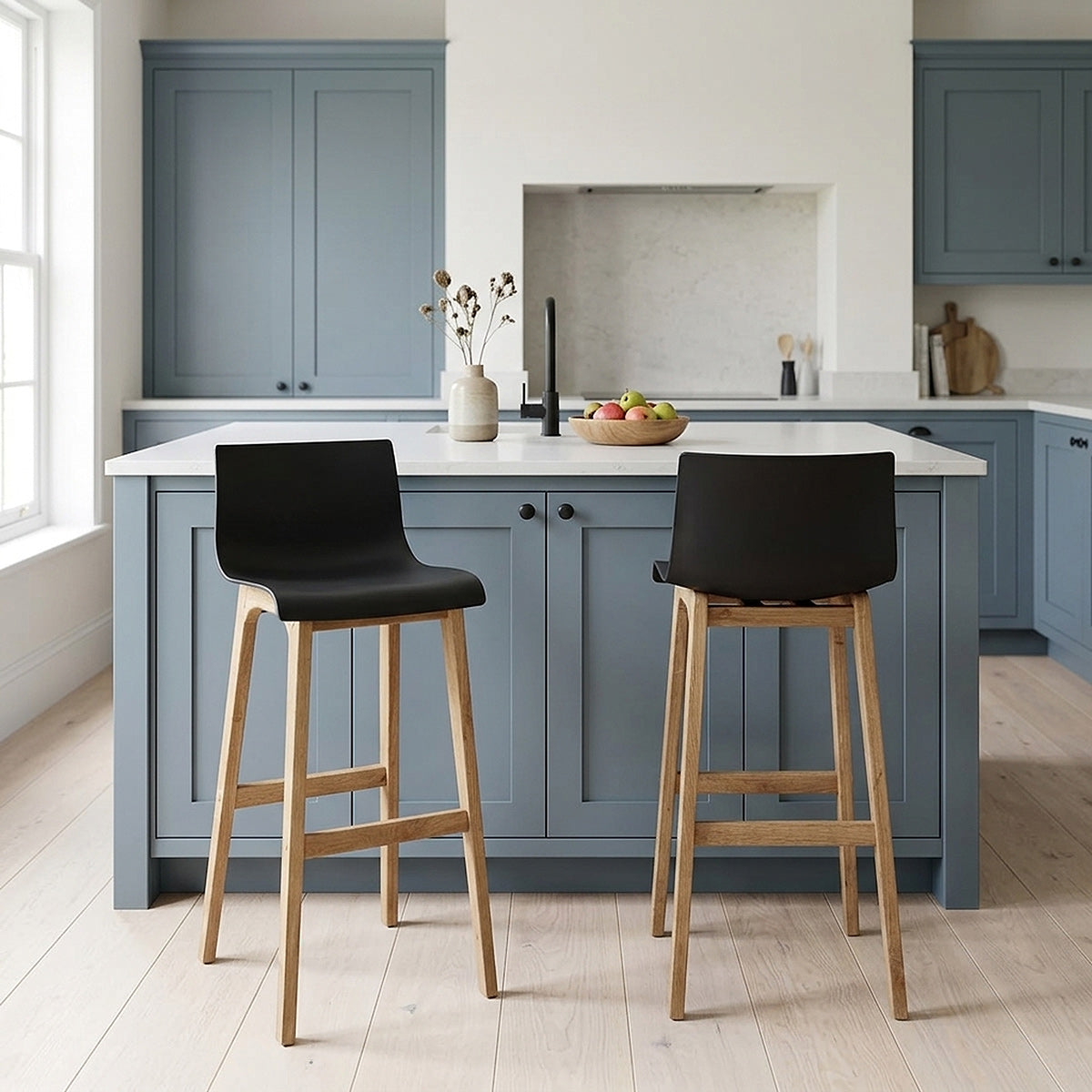 High Drift Oak & Black Bar Stool