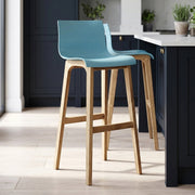 High Drift Oak & Blue Bar Stool