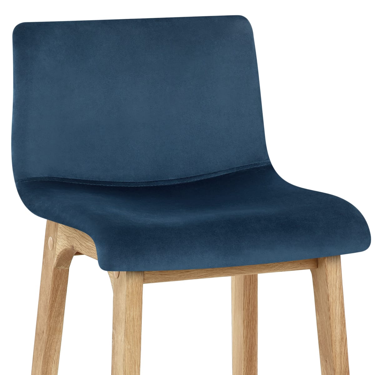 High Drift Oak & Blue Velvet Stool