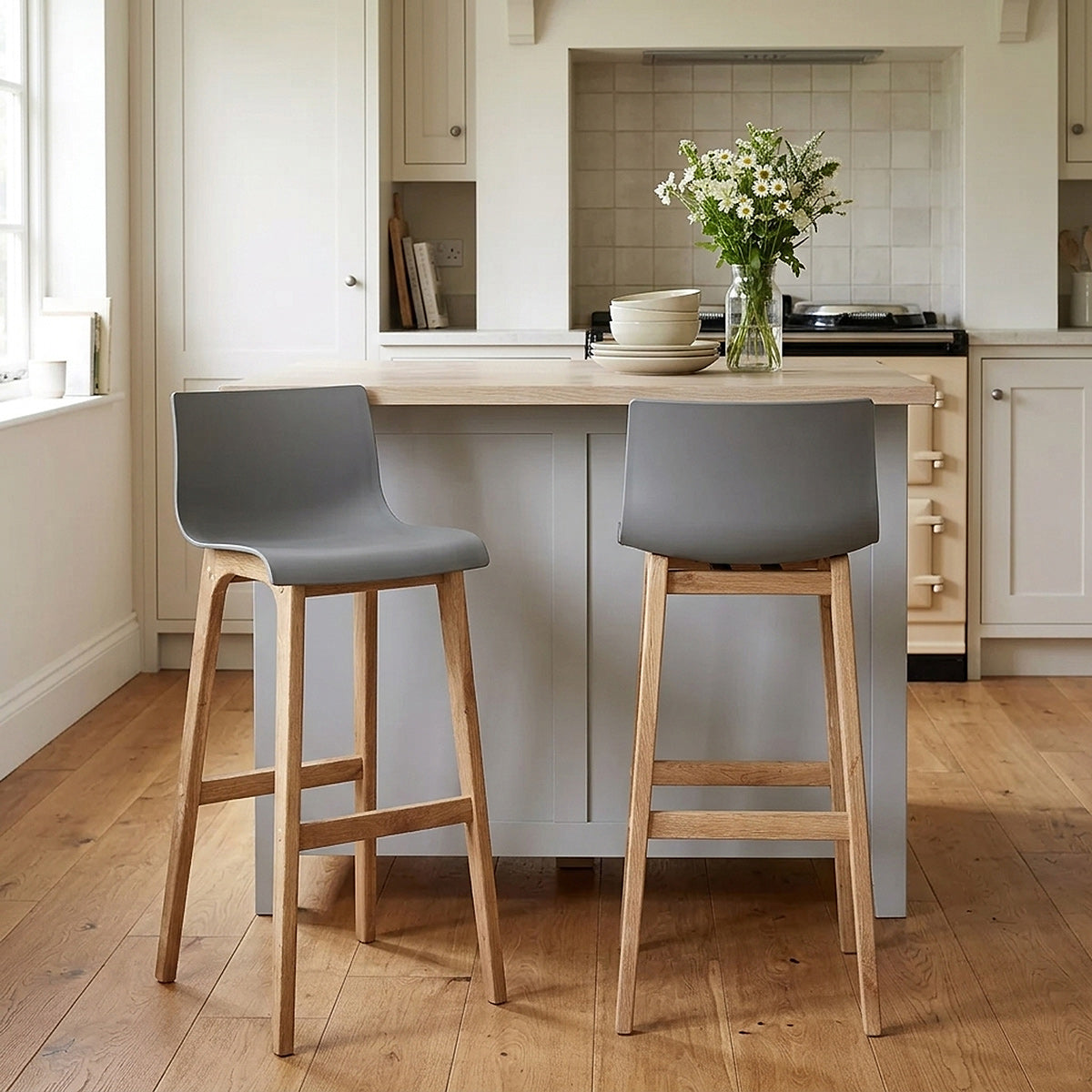High Drift Oak & Charcoal Bar Stool