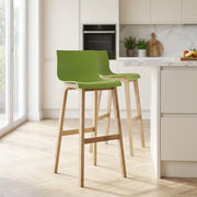 High Drift Oak & Green Bar Stool