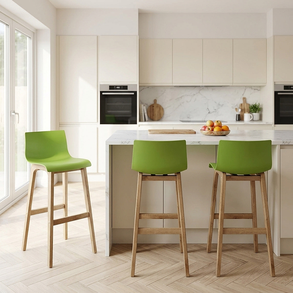 High Drift Oak & Green Bar Stool