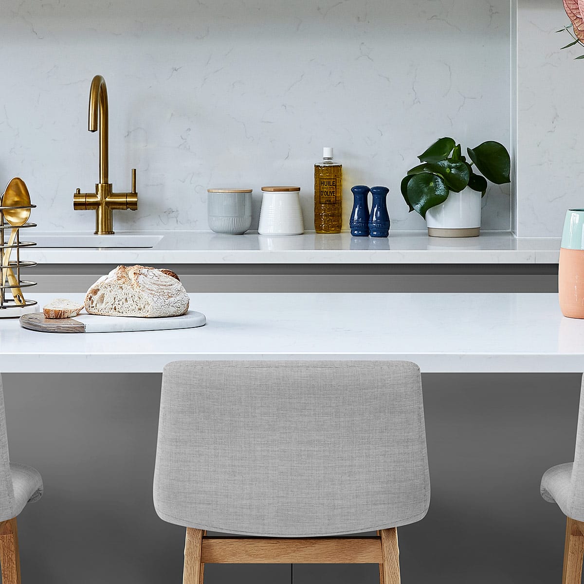 High Drift Oak & Light Grey Fabric Stool