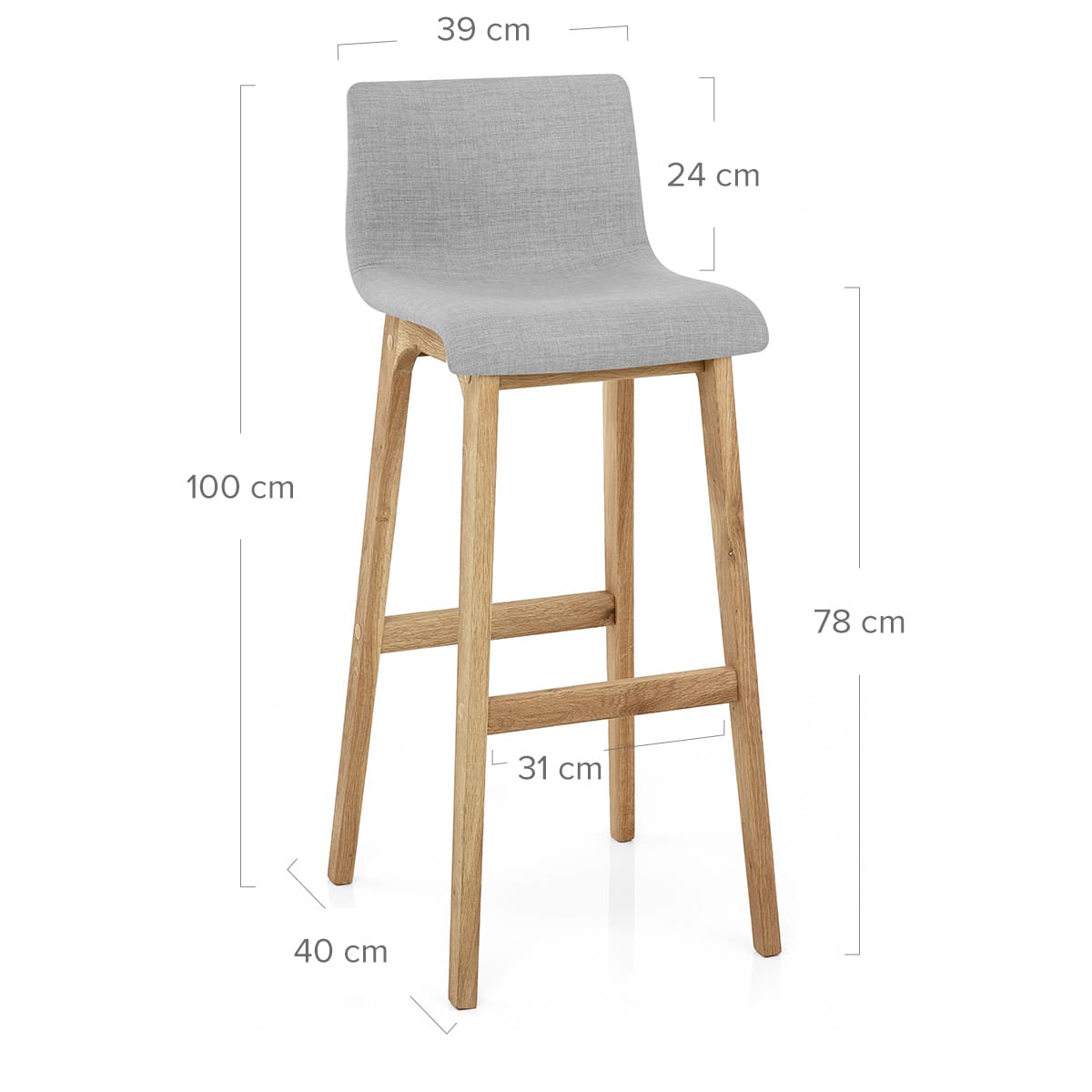 High Drift Oak & Light Grey Fabric Stool