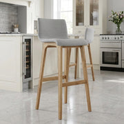 High Drift Oak & Light Grey Fabric Stool