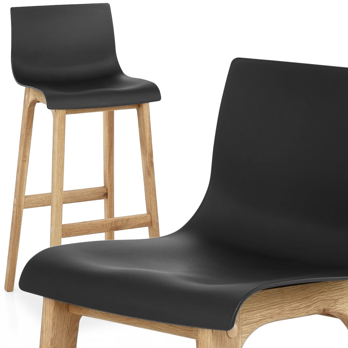 High Drift Oak & Black Bar Stool