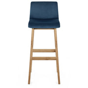 High Drift Oak & Blue Velvet Stool