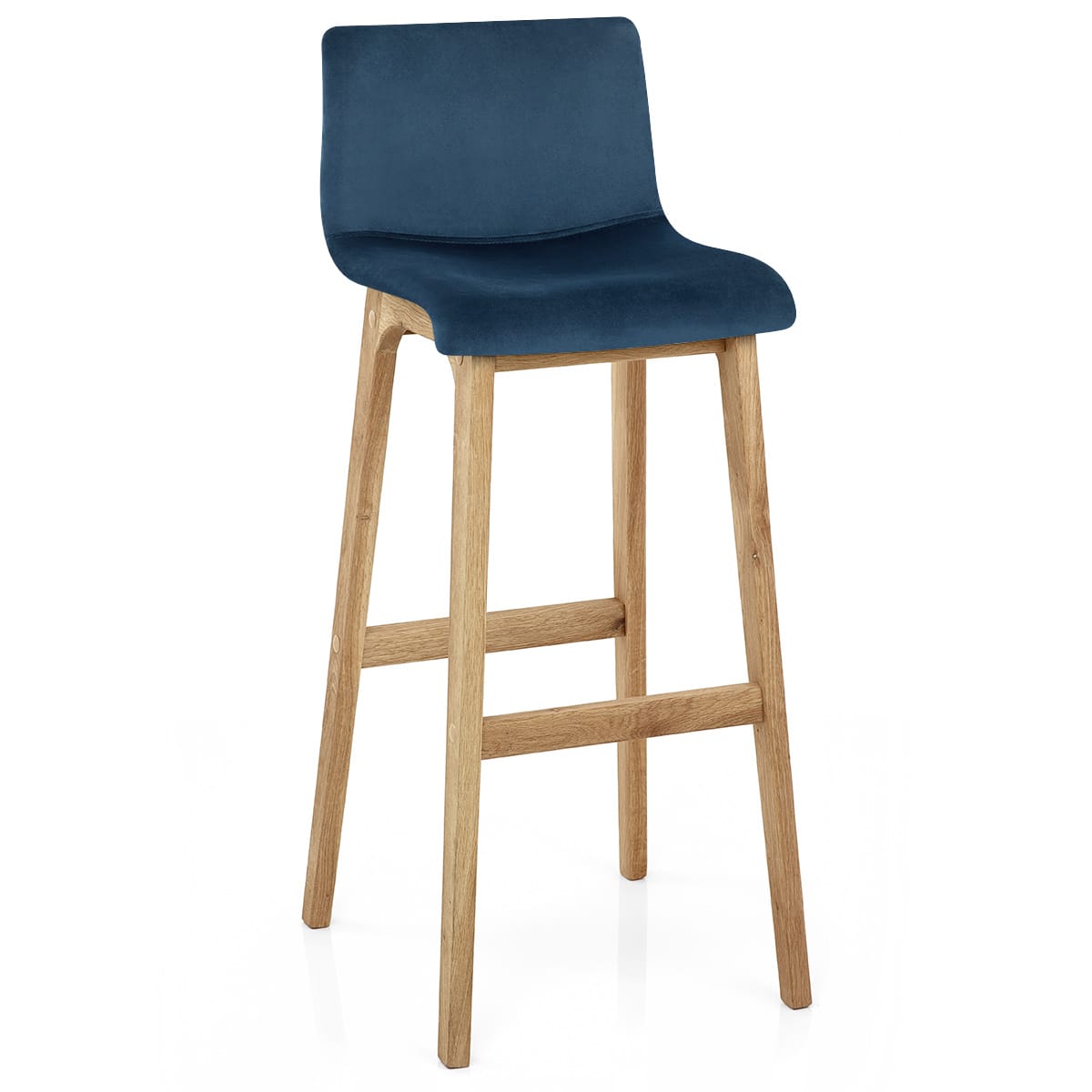 High Drift Oak & Blue Velvet Stool