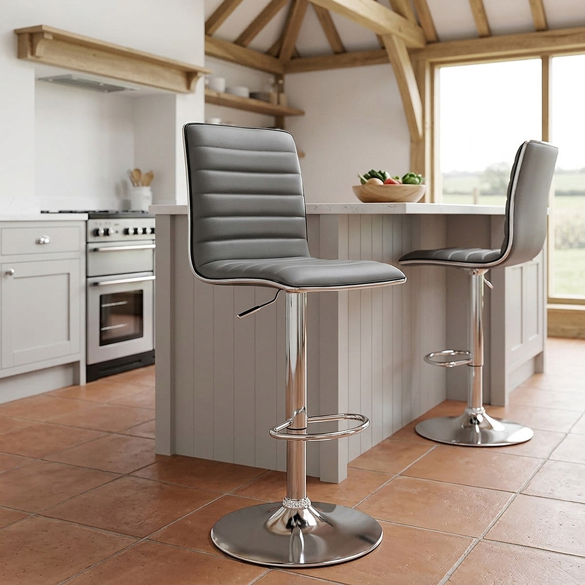 Hiline Bar Stool Grey