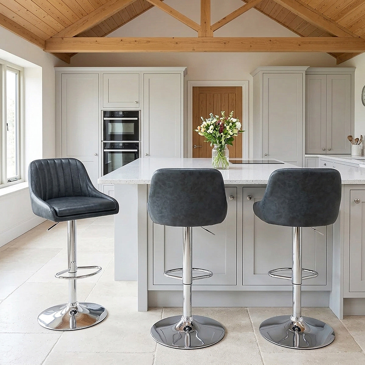 Hobart Bar Stool Antique Midnight Blue