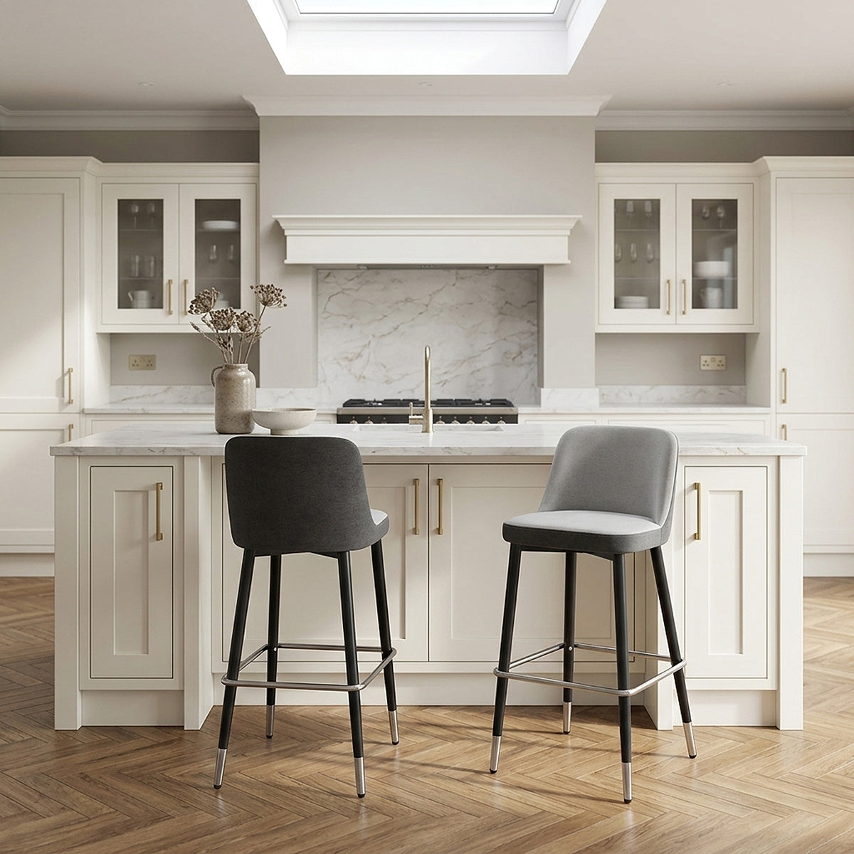Hudson Stool Charcoal & Grey Fabric