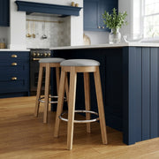 Ikon Kitchen Stool Oak & Grey Velvet