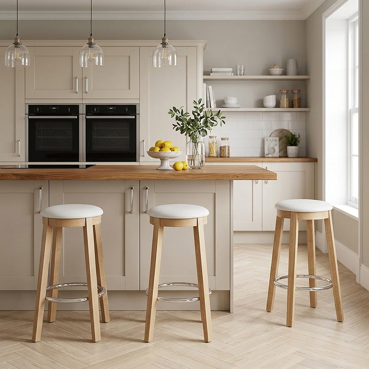 Ikon Kitchen Stool Oak & White