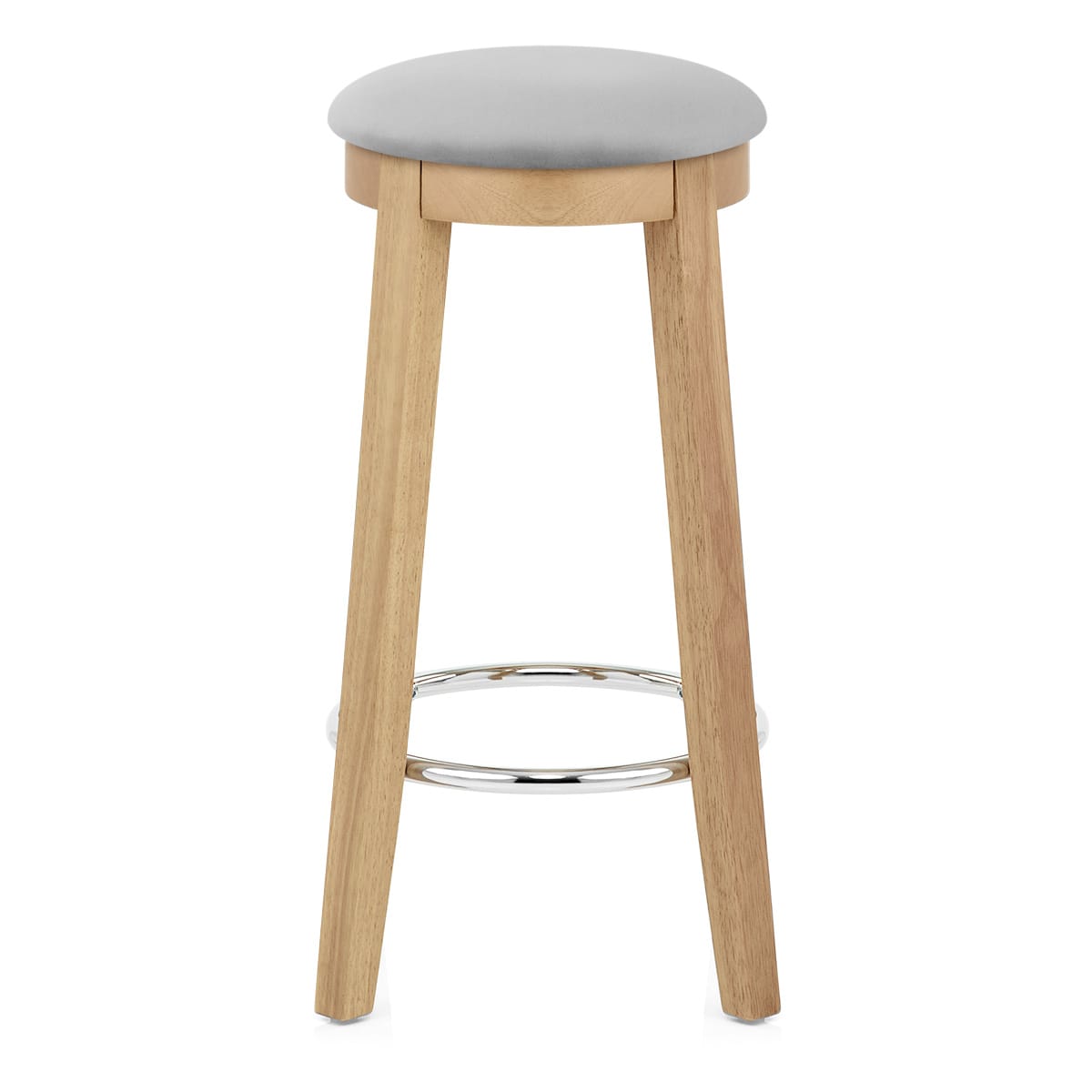 Ikon Kitchen Stool Oak & Grey Velvet