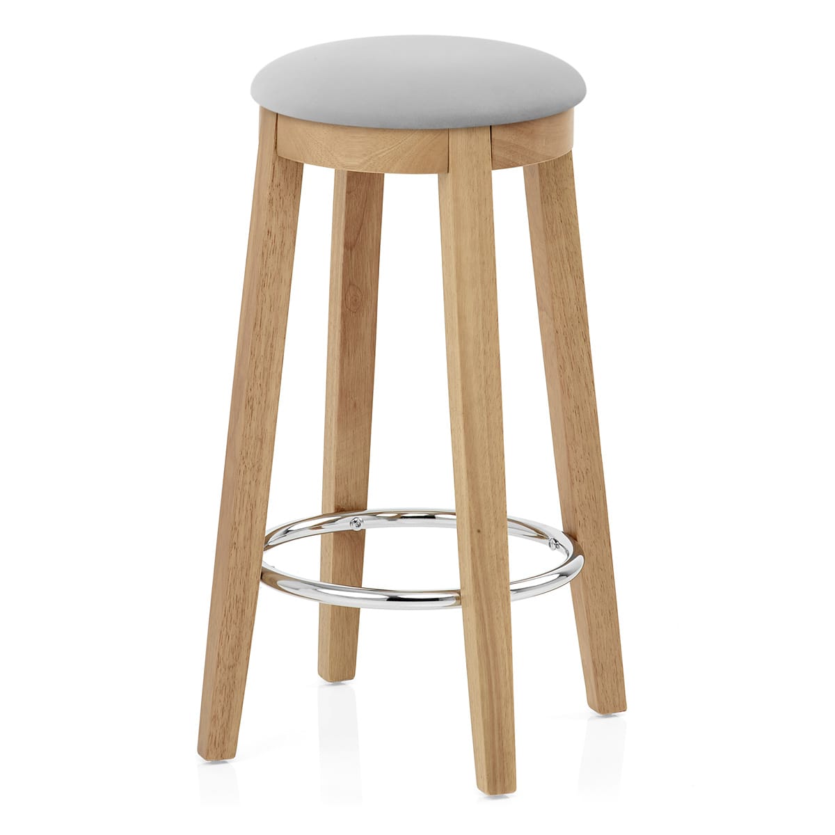 Ikon Kitchen Stool Oak & Grey Velvet
