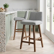 Impulse Wooden Stool Grey Fabric