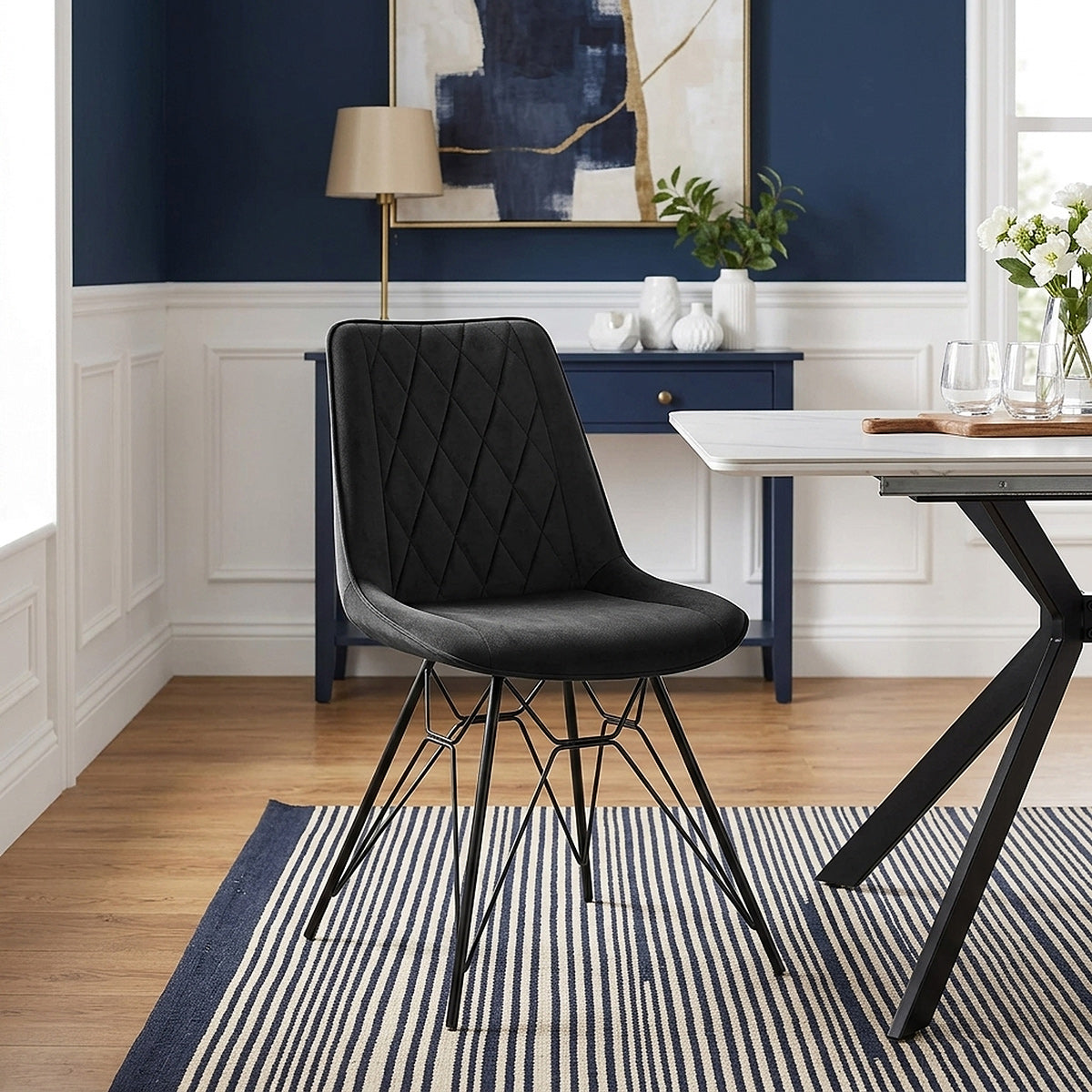 Indi Dining Chair Black Velvet