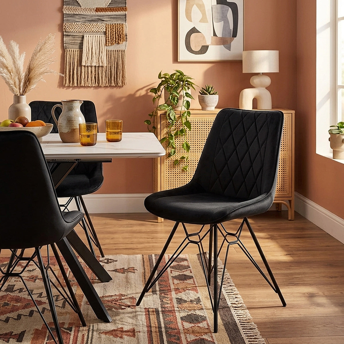 Indi Dining Chair Black Velvet
