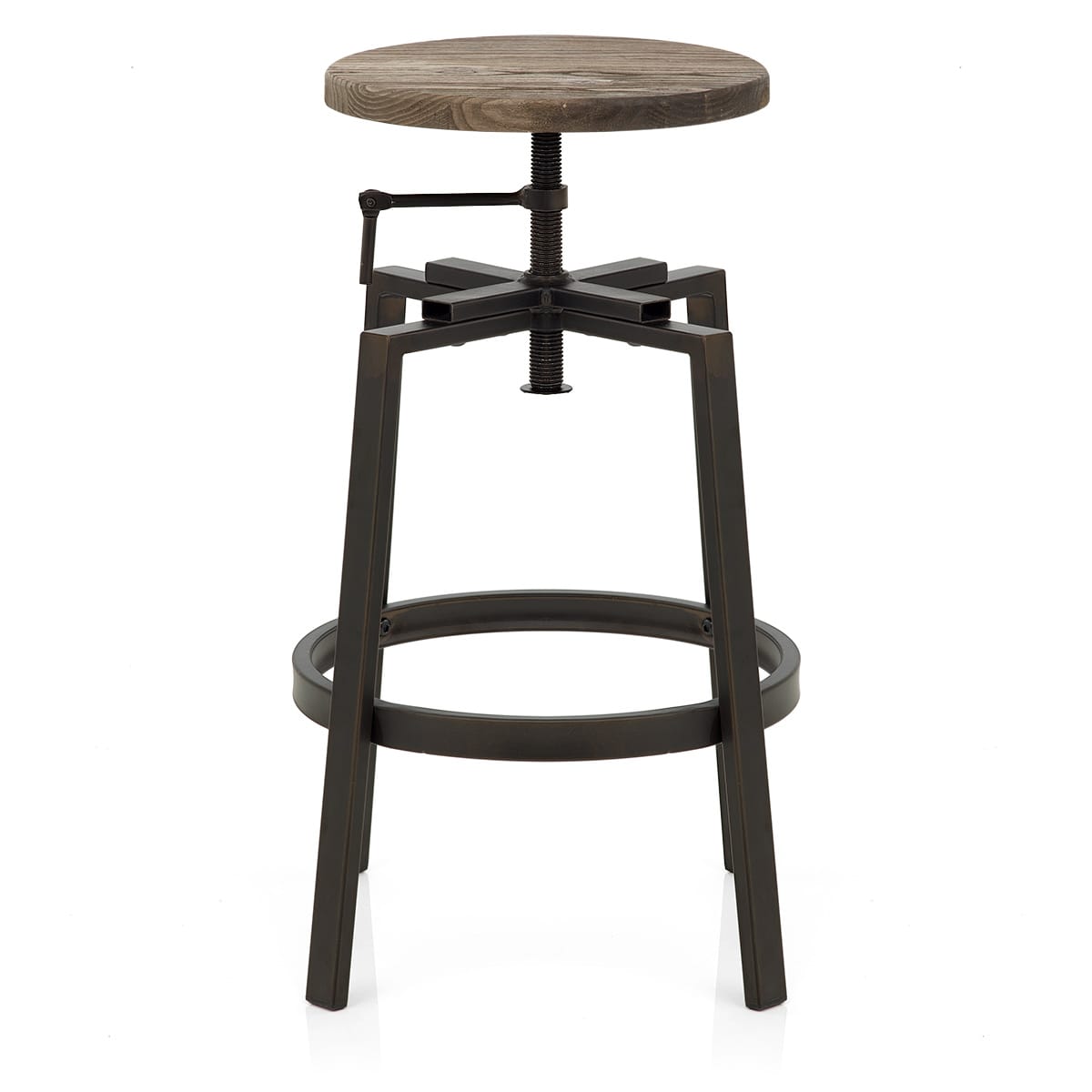 Industrial Turner Stool Dark Wood