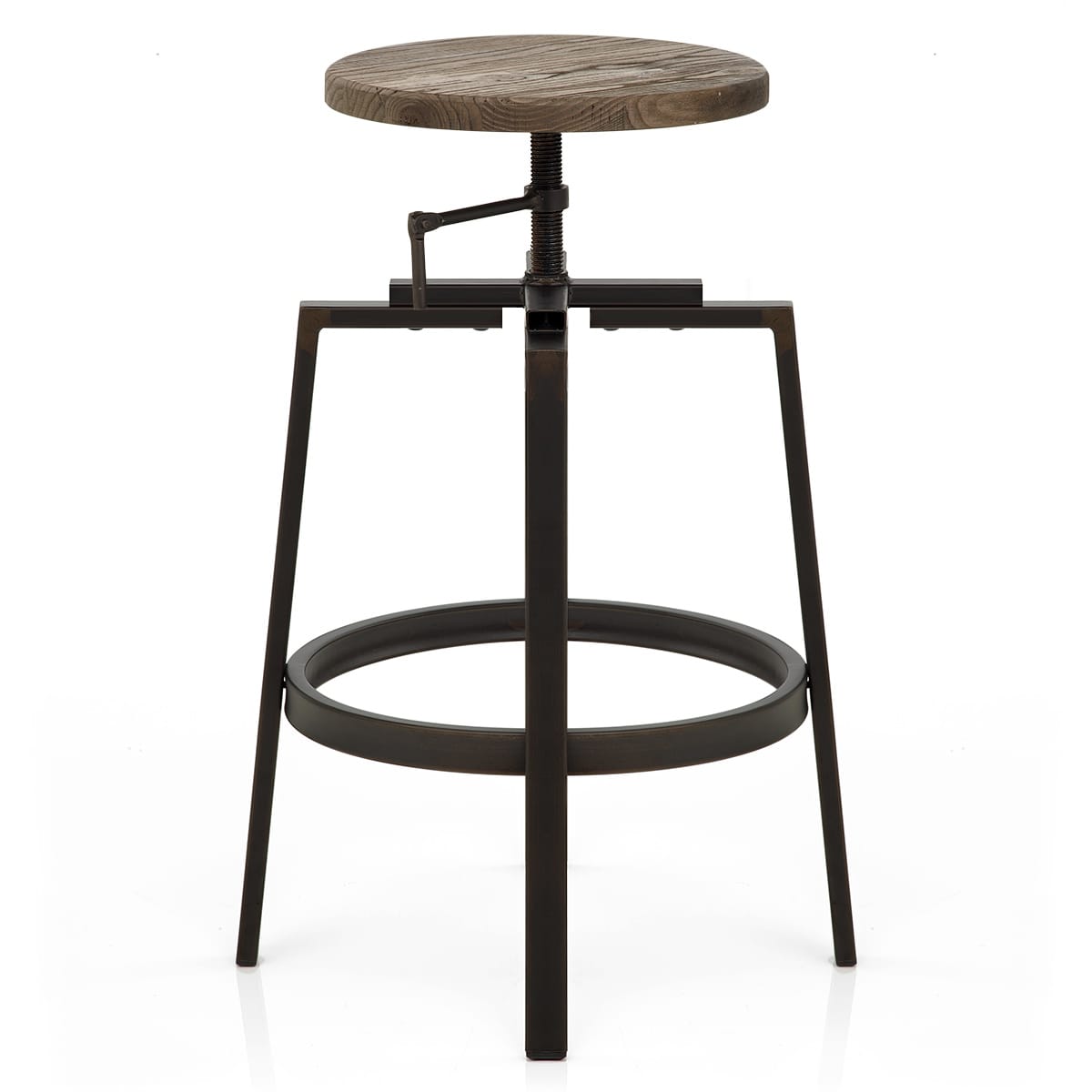 Industrial Turner Stool Dark Wood
