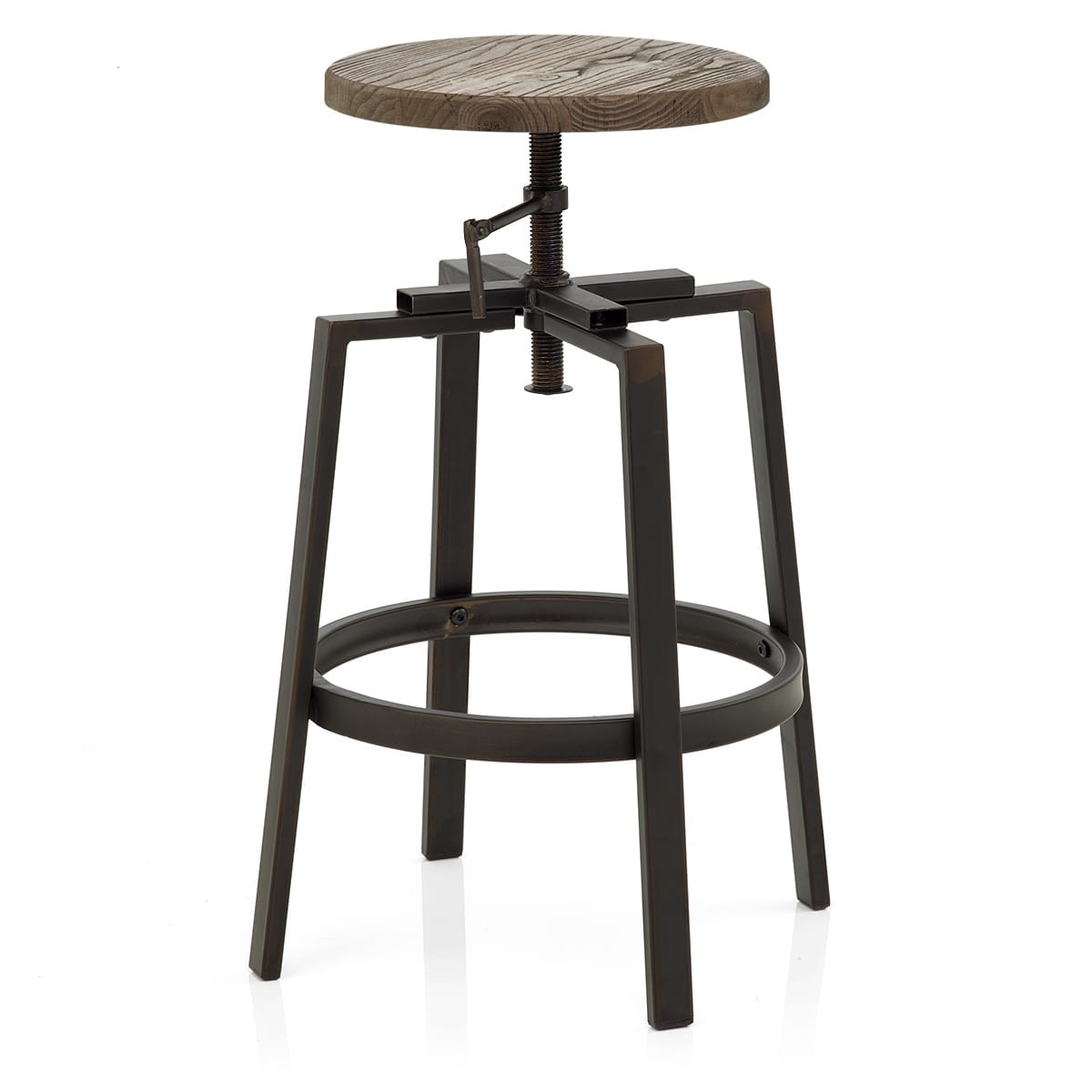 Industrial Turner Stool Dark Wood