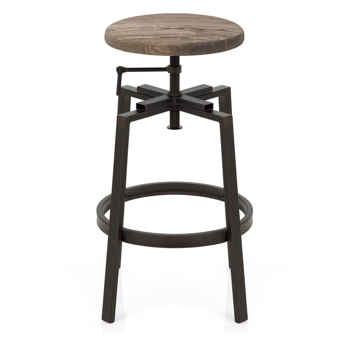 Industrial Turner Stool Dark Wood