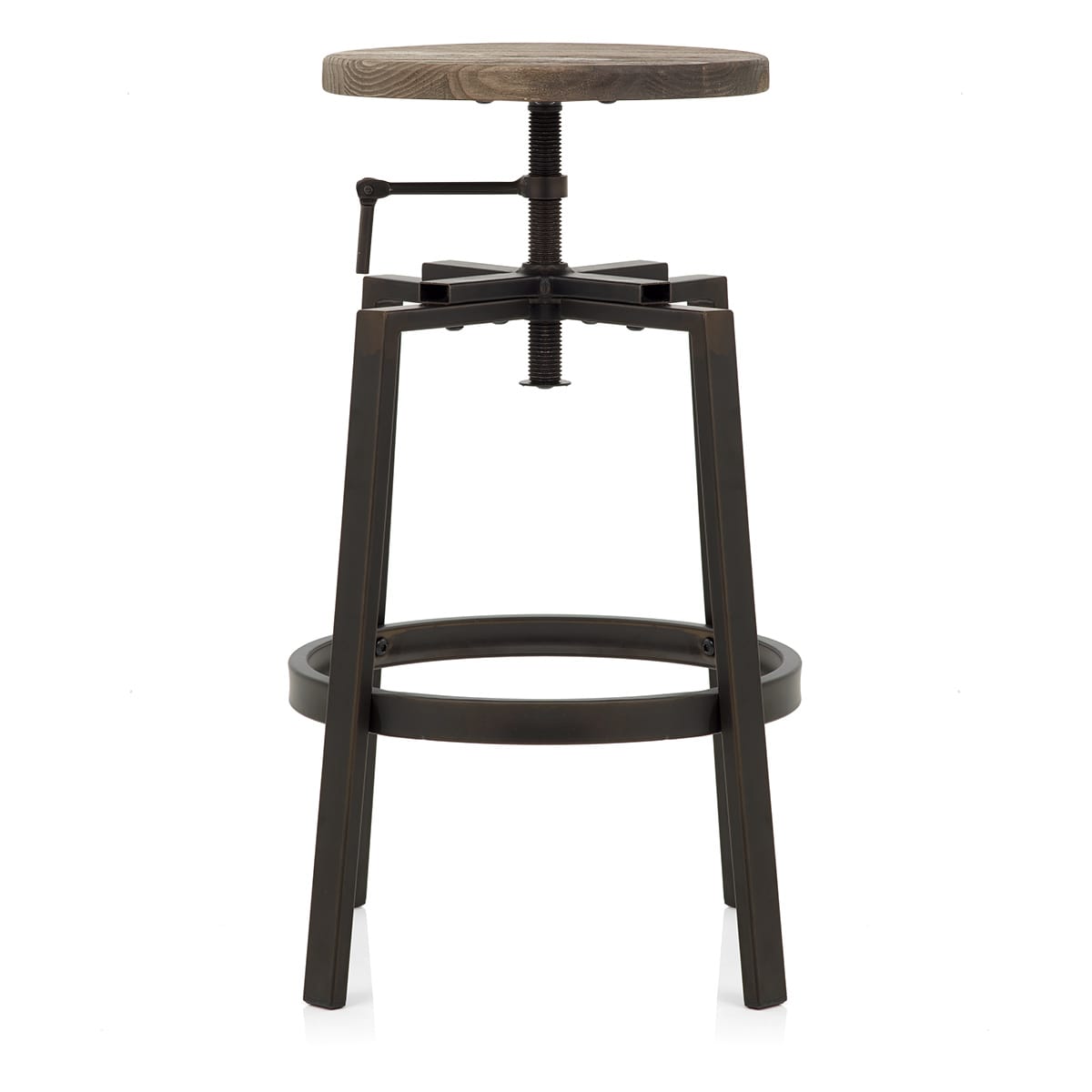 Industrial Turner Stool Dark Wood