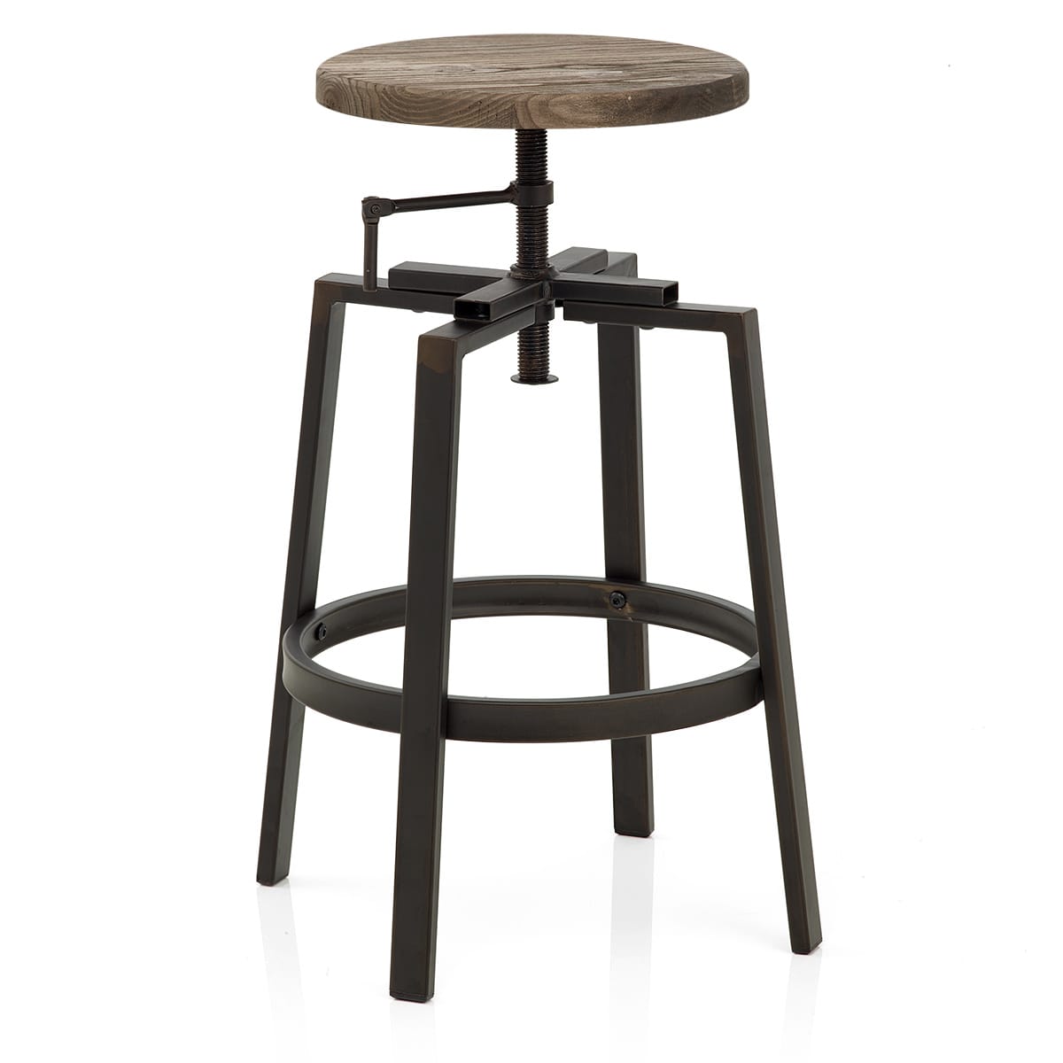 Industrial Turner Stool Dark Wood