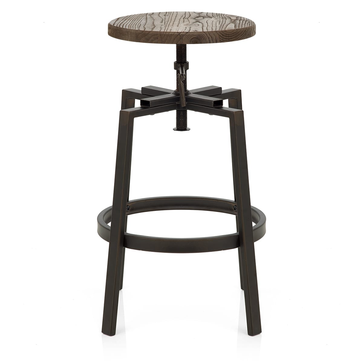 Industrial Turner Stool Dark Wood