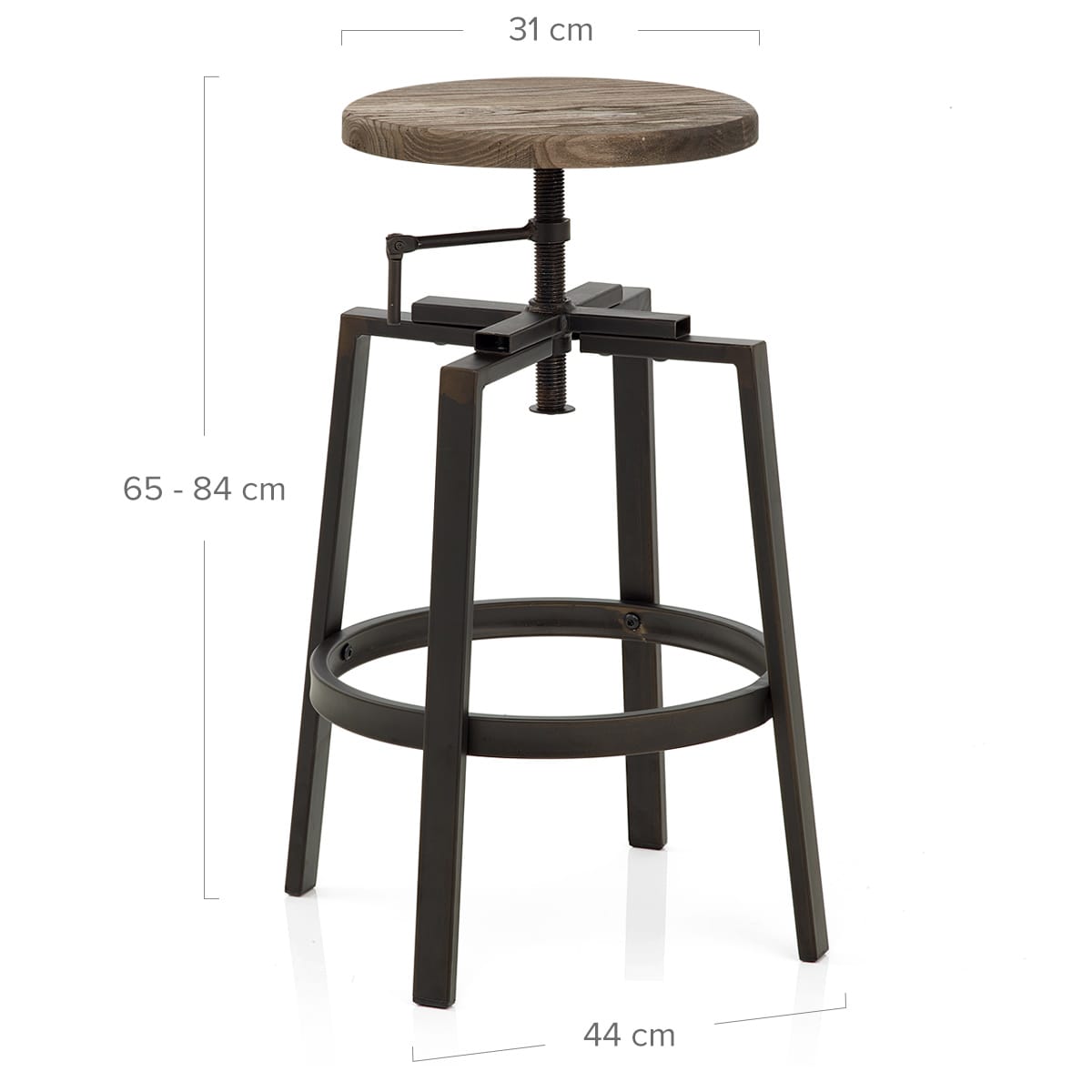 Industrial Turner Stool Dark Wood
