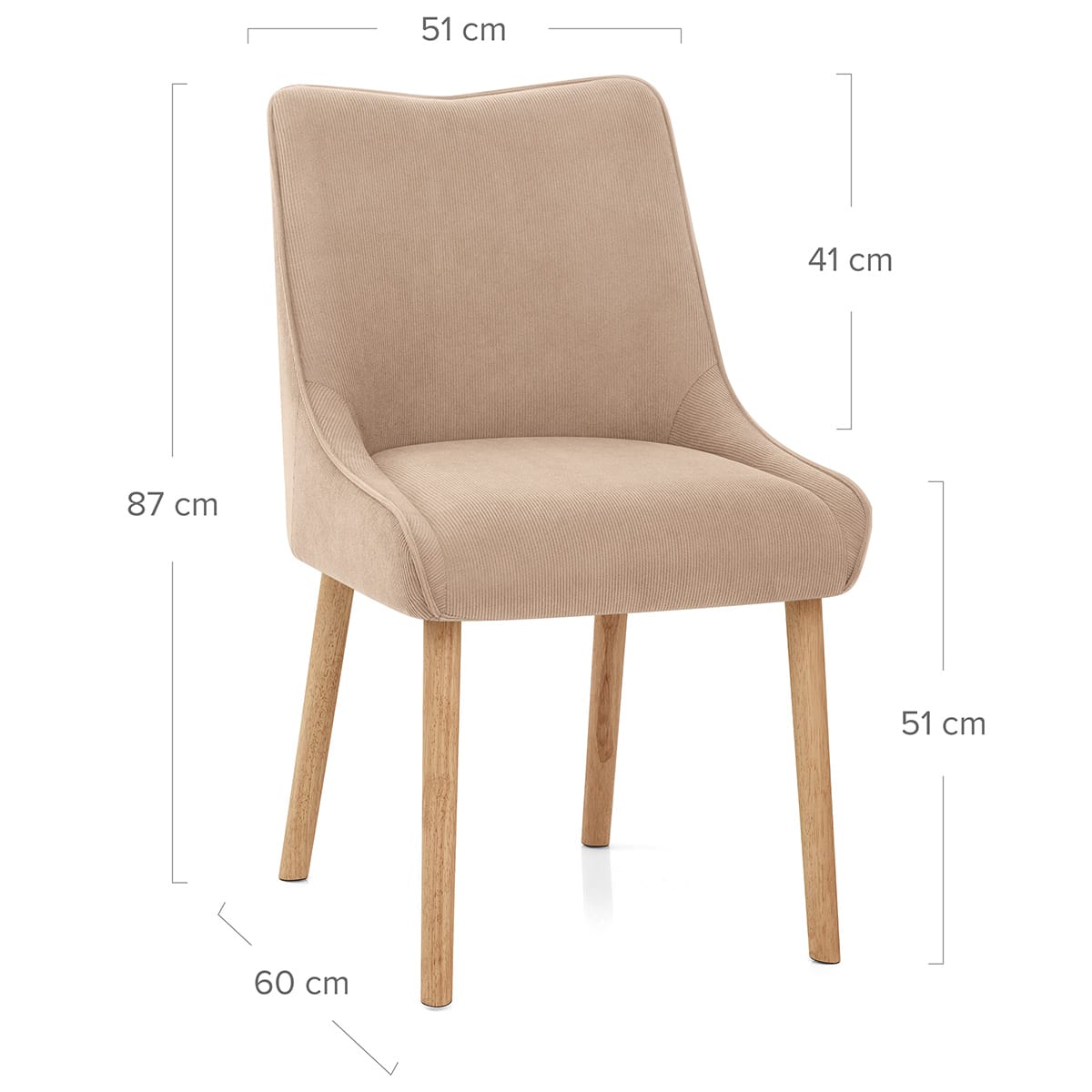 Isabella Oak Dining Chair Beige Fabric