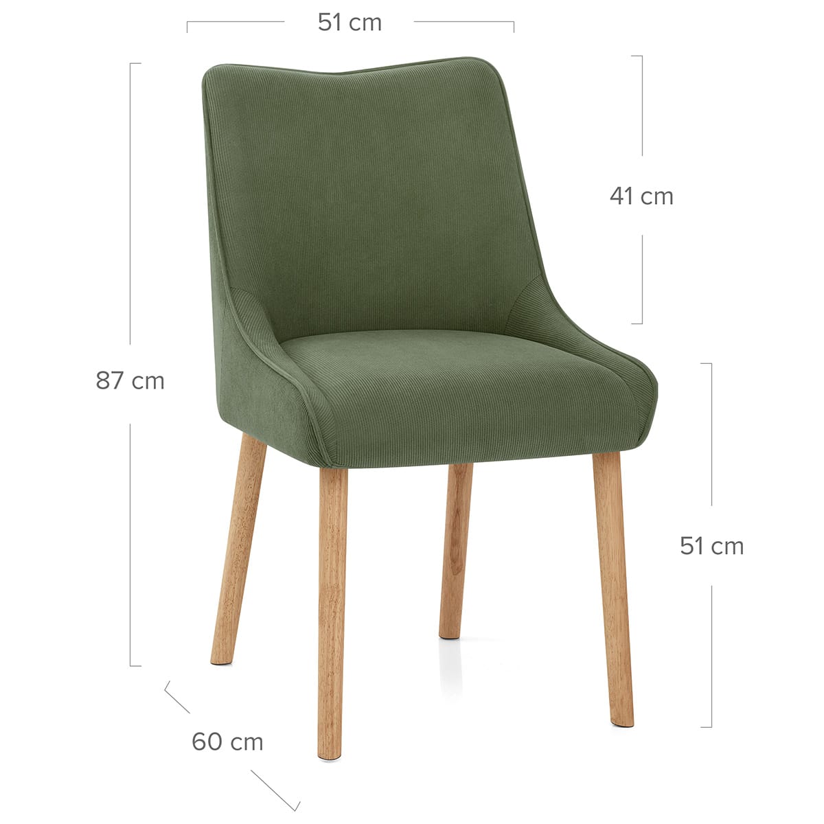 Isabella Oak Dining Chair Green Fabric