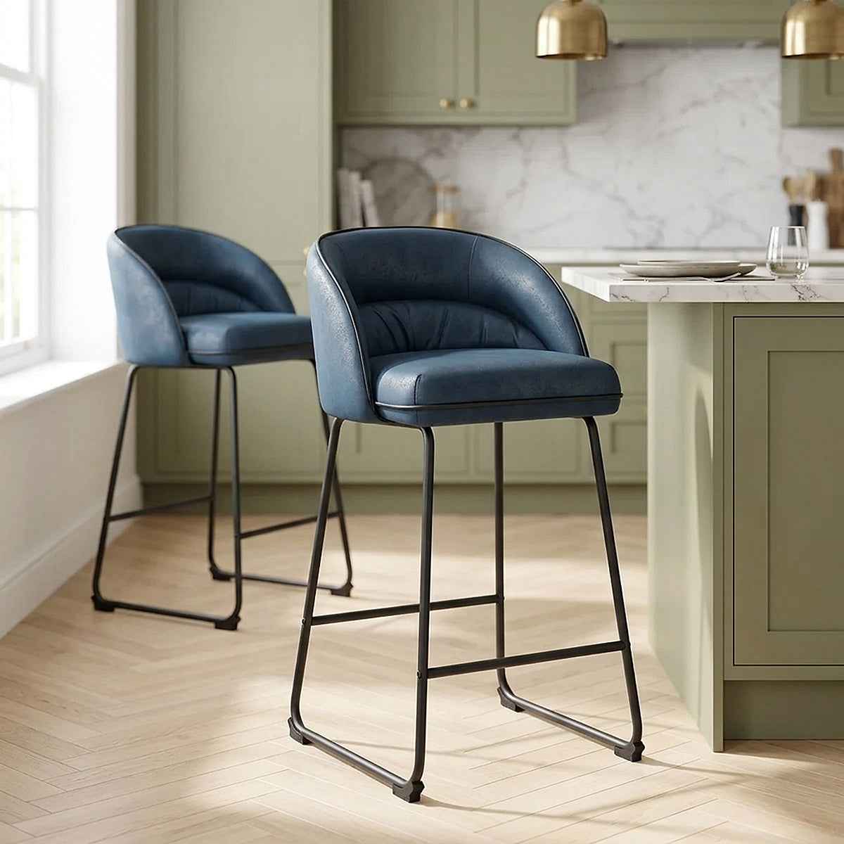 Jackie Bar Stool Blue & Black
