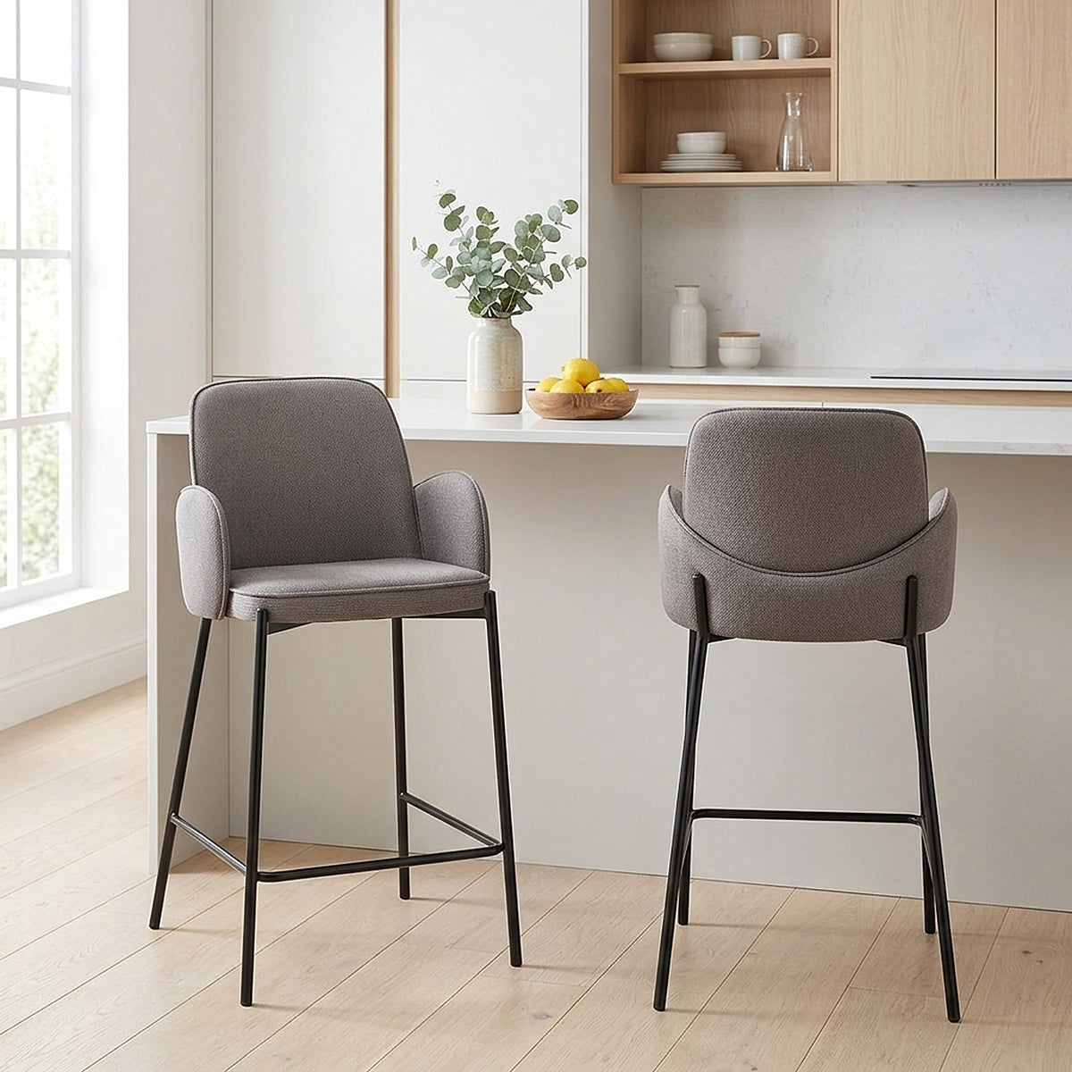 Jarvis Bar Stool Grey Fabric